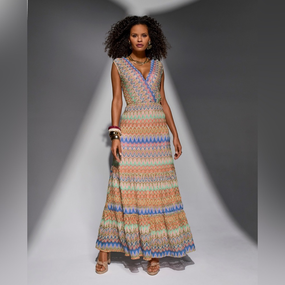 Boston Proper Multicolor Chevron Maxi Dress
